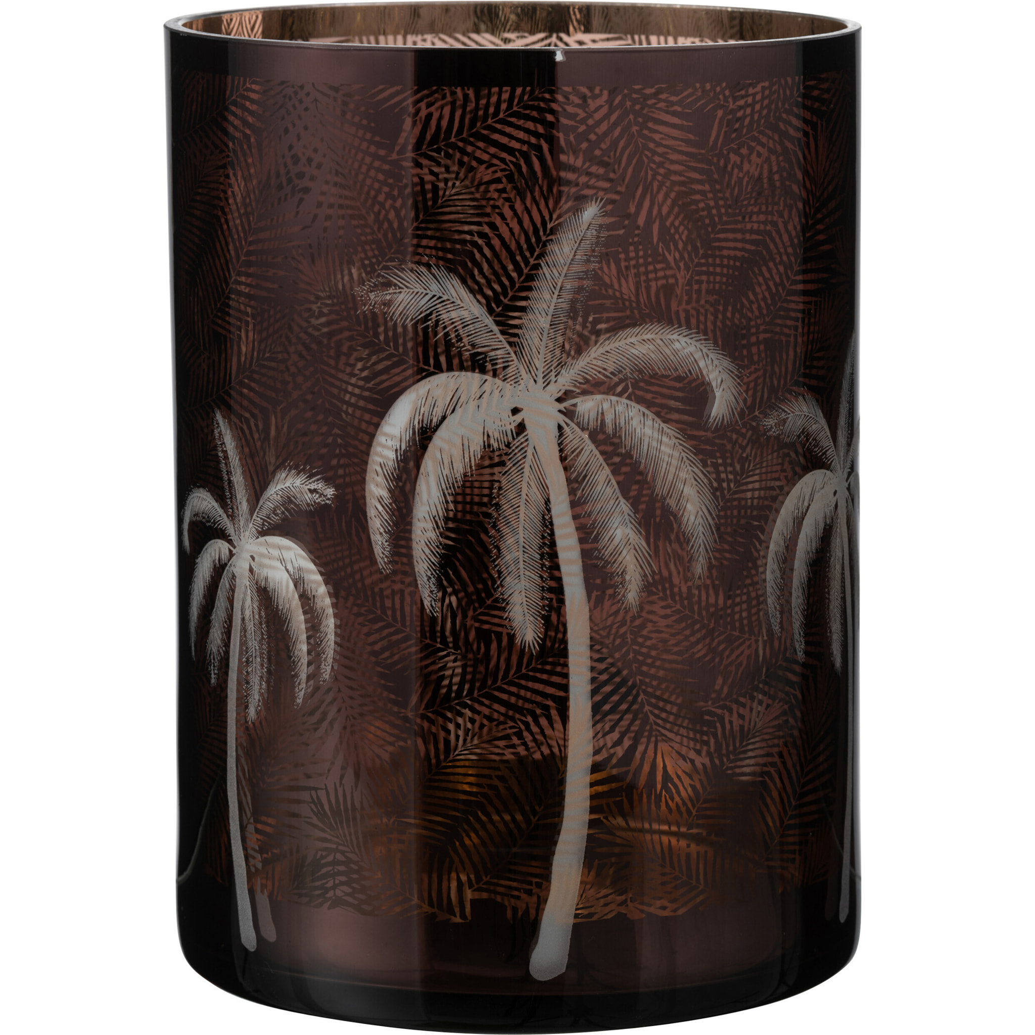 J-Line photophore Palmier - verre - marron - extra large