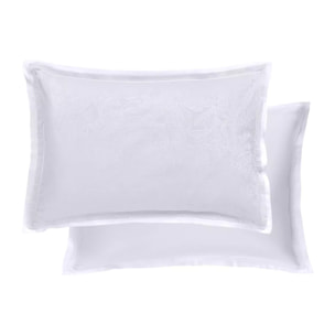 Taie d'oreiller satin de coton motif jacquard blanc Alexandria diamant