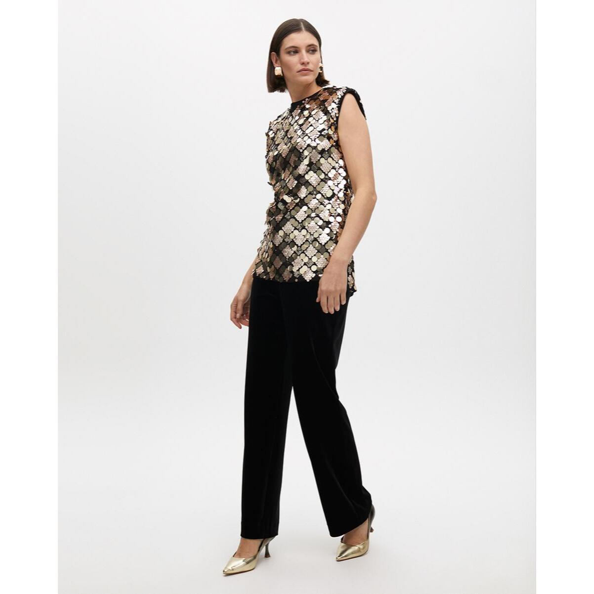 Top corto con paillettes