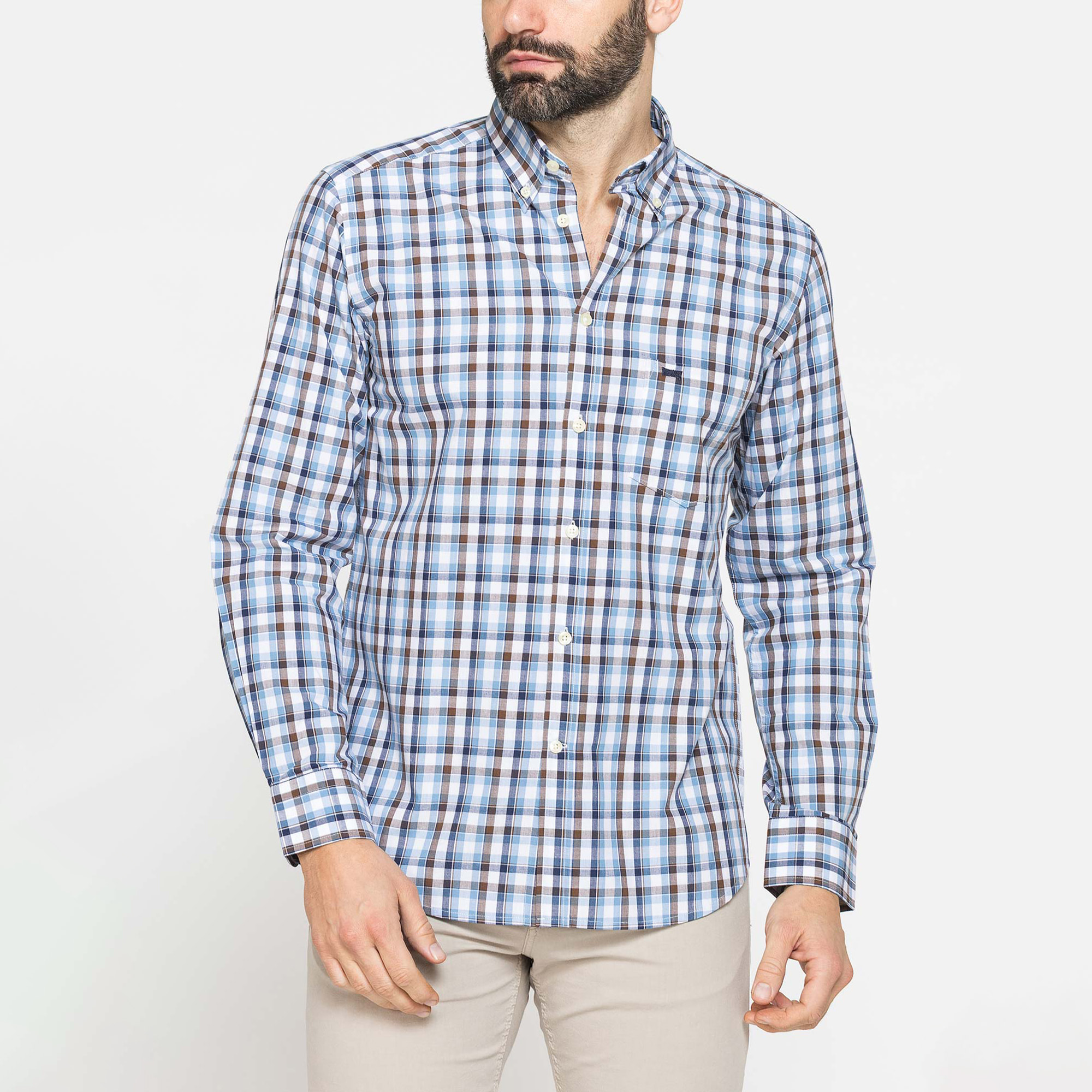 CAMICIA BUTTON-DOWN CON MANICA LUNGA E TASCHINO