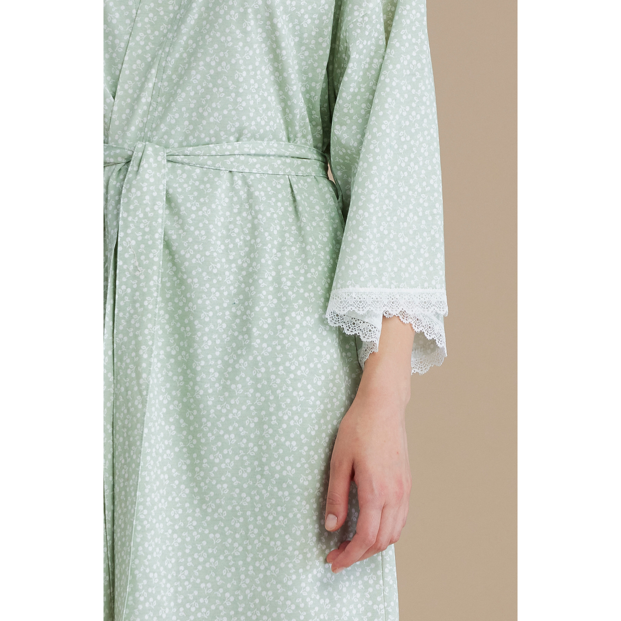 Vestaglia donna in cotone con manica 3/4 e cintura in vita articolo cherry bloom Noidinotte