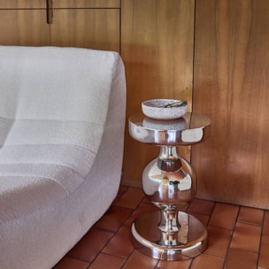 Table d'appoint, bout de canapé, table de chevet acier inoxydable chromé Ø29,5 x H48,5cm HAWA