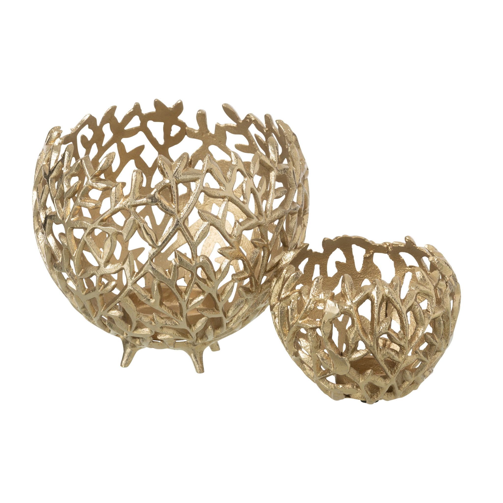 J-Line bougeoir Feuille - aluminium - or - large