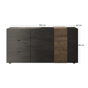 Leon - buffet bas - 2 portes et 3 tiroirs - 181 cm - Bois / Blanc