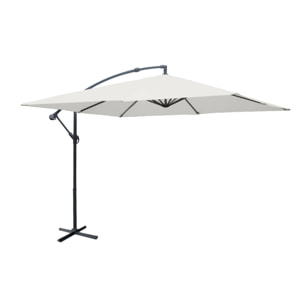 Parasol déporté carré 3x3m - Hardelot 3x3m - Ecru - Manivelle anti-retour | Toile déperlante | Facile à utiliser