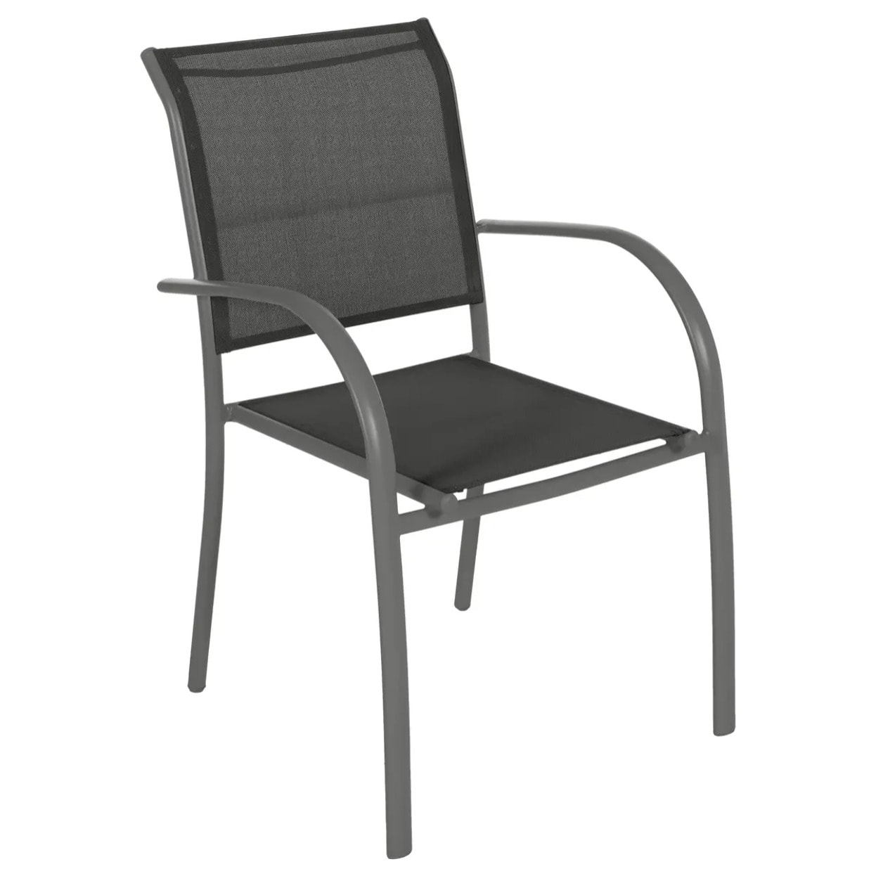 Fauteuil de jardin empilable "Piazza" anthracite & graphite aluminium traité époxy
