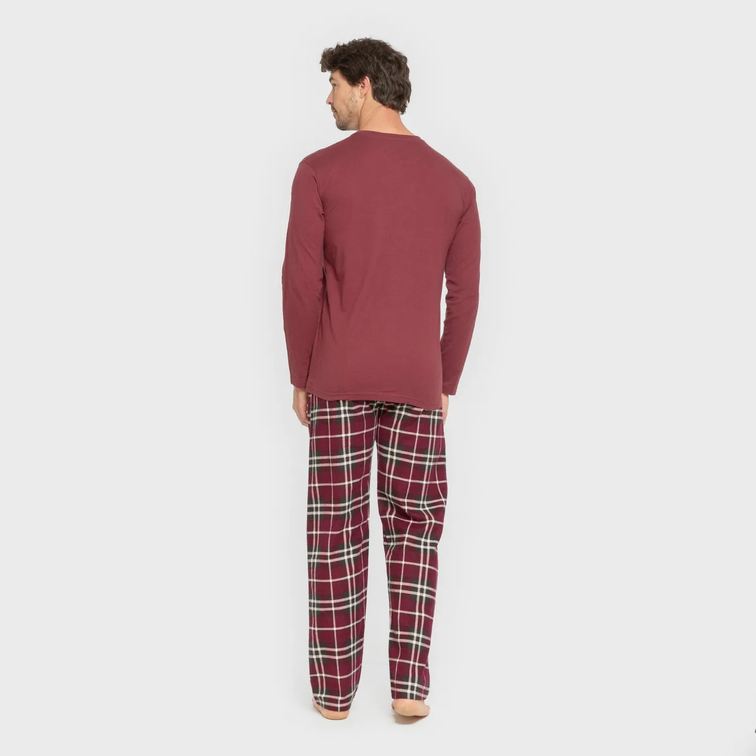 Pigiama uomo in flanella cuadro sauron bordeaux