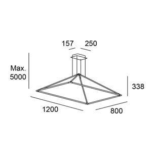 LEDS C4 Lámpara Colgante Tubs 1200MM LED 38W Blanco Cálido 2700K Negro para Interior,