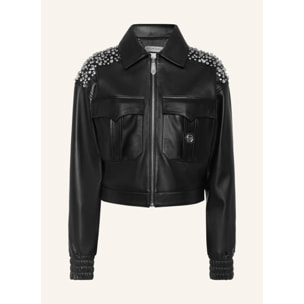 PHILIPP PLEIN Bomber de cuero SIGNATURE