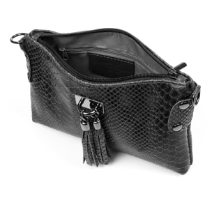 Savina Borsa a tracolla Donna. Pelle autentica Camoscio Stampa Serpente