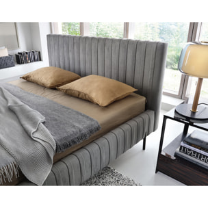 Flavio - lit coffre - 160x200 cm - sommier inclus - en simili - Gris