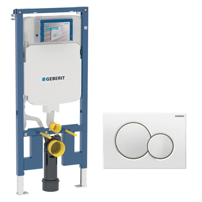 Duofix Pack Bâti-support extra-plat 114 cm UP720, gain de place + Plaque double touche SIGMA 01 blanche (111.796.00.1-B)