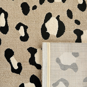 LEOVAH - Tapis salon motif léopard beige