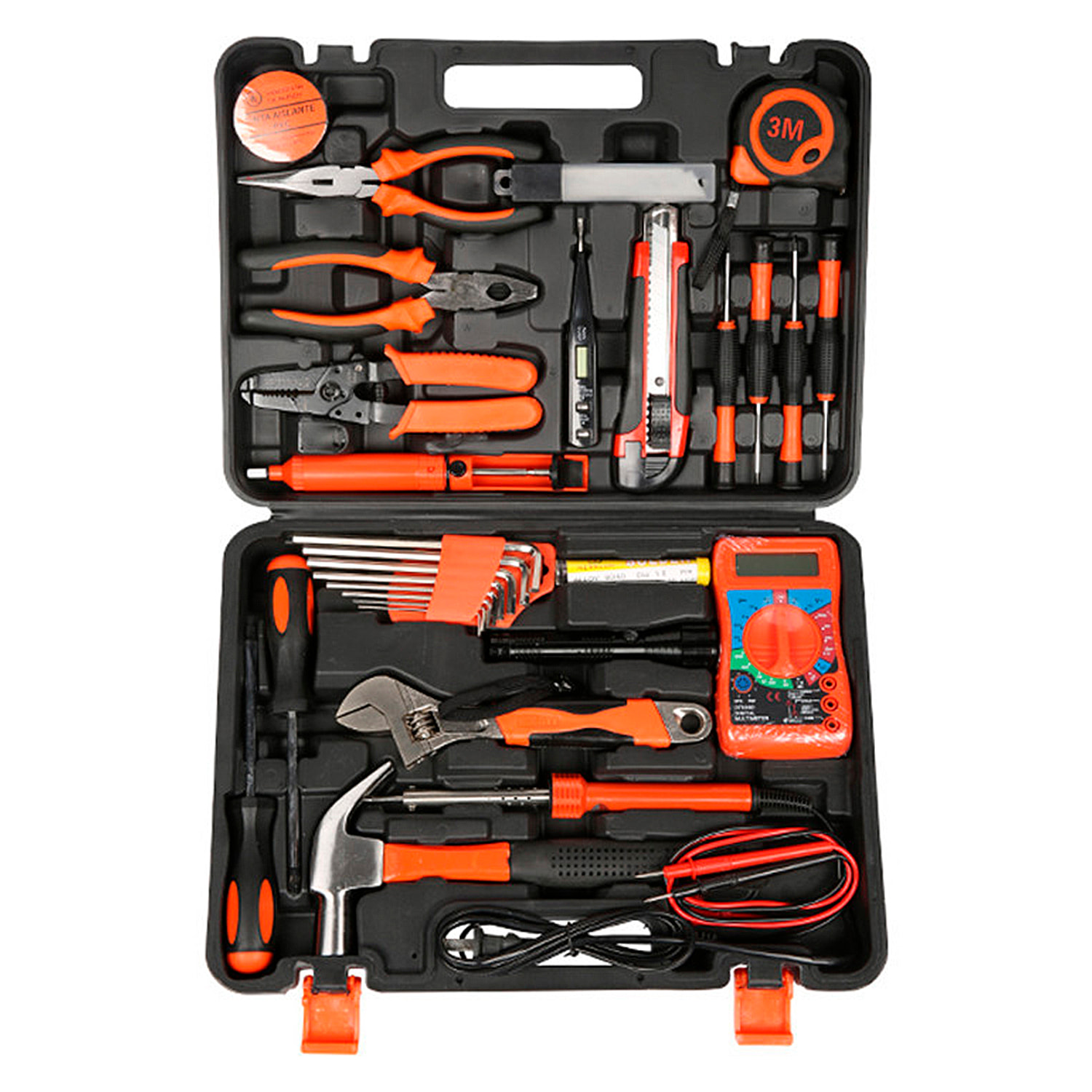 Set di strumenti domestici per elettricisti con valigetta di trasporto e 35 pezzi.