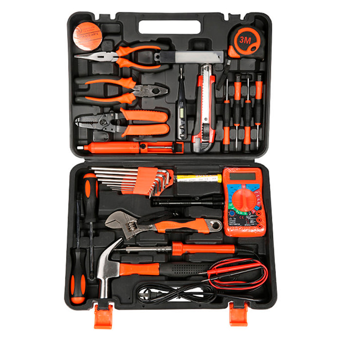 Set di strumenti domestici per elettricisti con valigetta di trasporto e 35 pezzi.