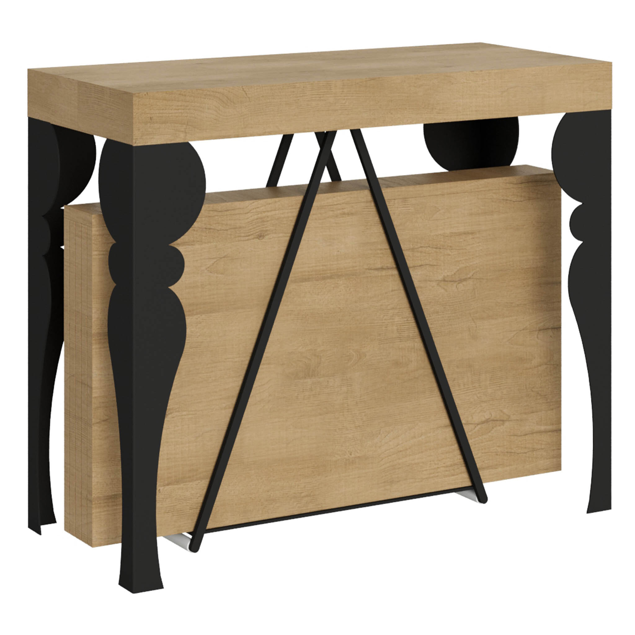 Console extensible 90x40/196 cm Riza Small chêne nature cadre anthracite