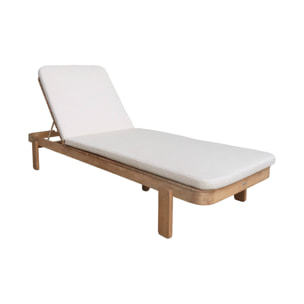 Bain de soleil bois d'acacia multi positions avec coussin ZENYA