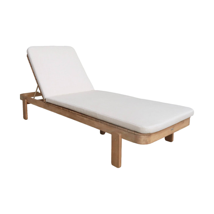 Bain de soleil bois d'acacia multi positions avec coussin ZENYA