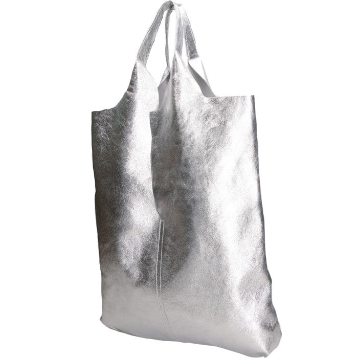 Borsa a spalla da donna - Modello Argenta - Pelle laminata - 44.0 x 38.0 x 3.0 cm