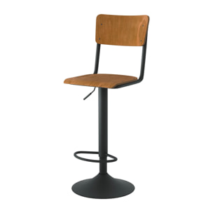 Lot de 2 chaises de bar réglables 60/80 cm en bois foncé - Clem