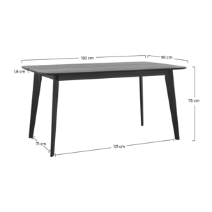 Table rectangulaire 6 personnes en bois noir 150 cm - Oman