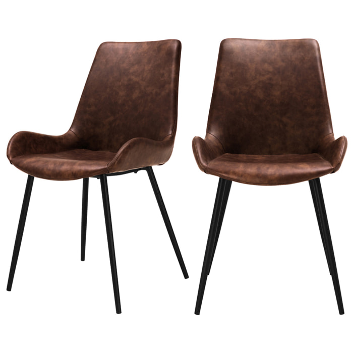 Lot de 2 chaises en cuir synthétique marron - Austin