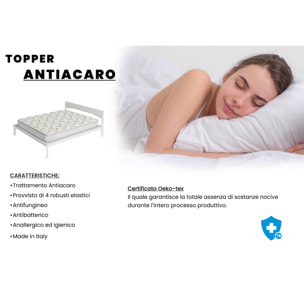 TOPPER TRAPUNTATO ANTIACARO MADE IN ITALY CON ELASTICI- SINGOLO