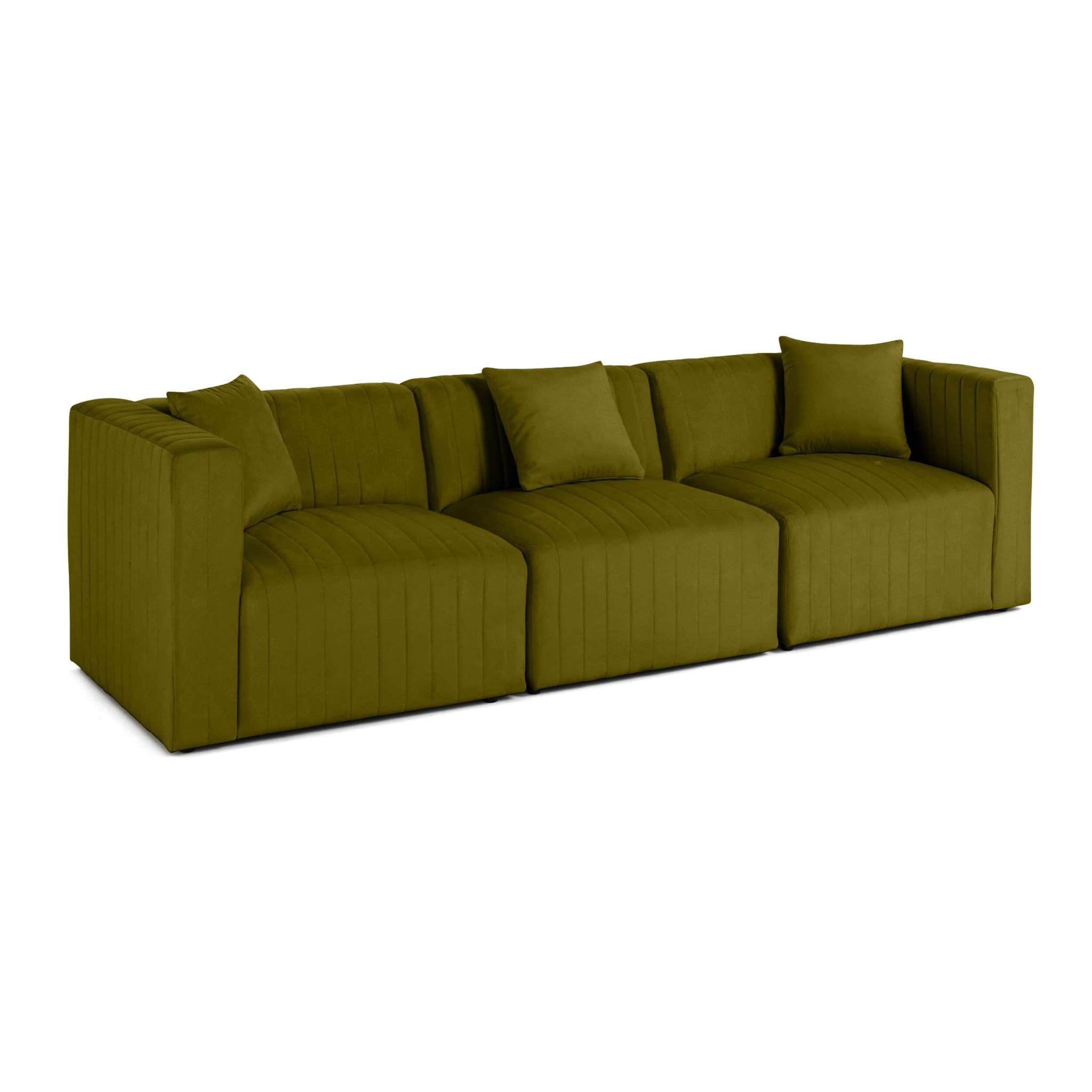 Nova - canapé modulable 3 places - en velours - Vert Olive