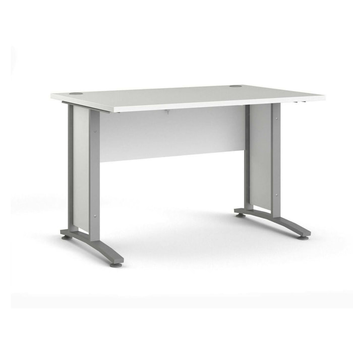 Scrivania Amigos, Scrittoio multiuso, Tavolo per ufficio porta PC, Piano di lavoro, 120x80 h75 cm, Bianco e Grigio