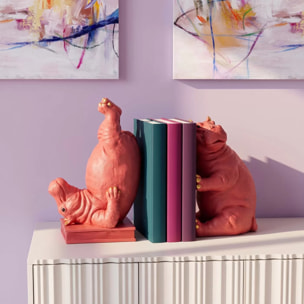 Serre-livres deux hippopotames roses set de 2 Kare Design