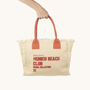 Bolso Shopper Color Arena de Algodón Reciclado con Flecos SCUBA SAND SHOPPER