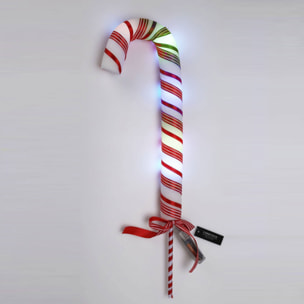 Bastón navideño de caramelo con luces led multicolores 13x4x53cm