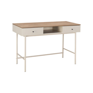 Bureau décor bois et fer 2 tiroirs 1 casier WILLIAM