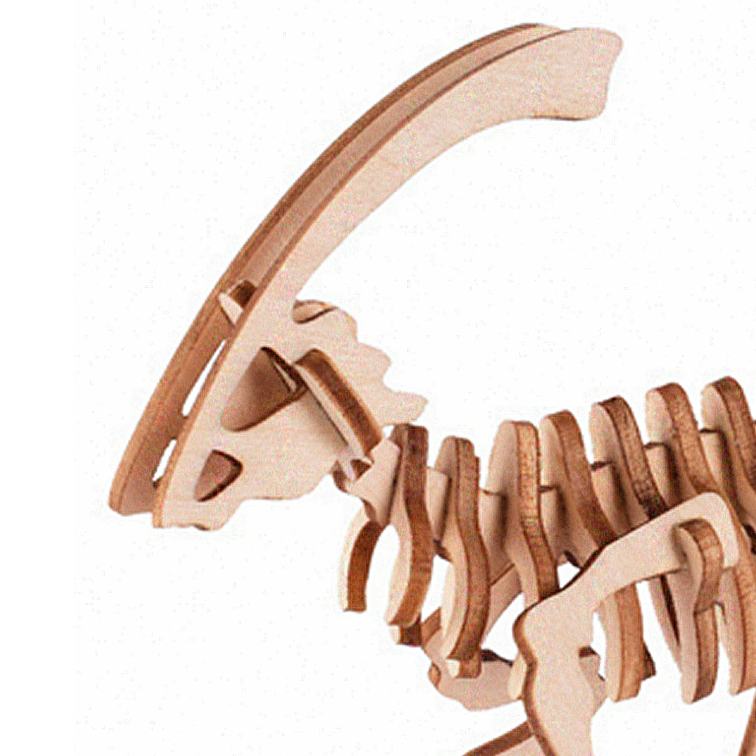 Puzzle 3D in legno. Design Parasaurolophus. 31 pezzi.