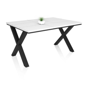 Mesa de comedor Oana Blanco Negro