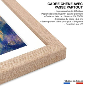 Poster rose nebuleux Affiche sous cadre bois