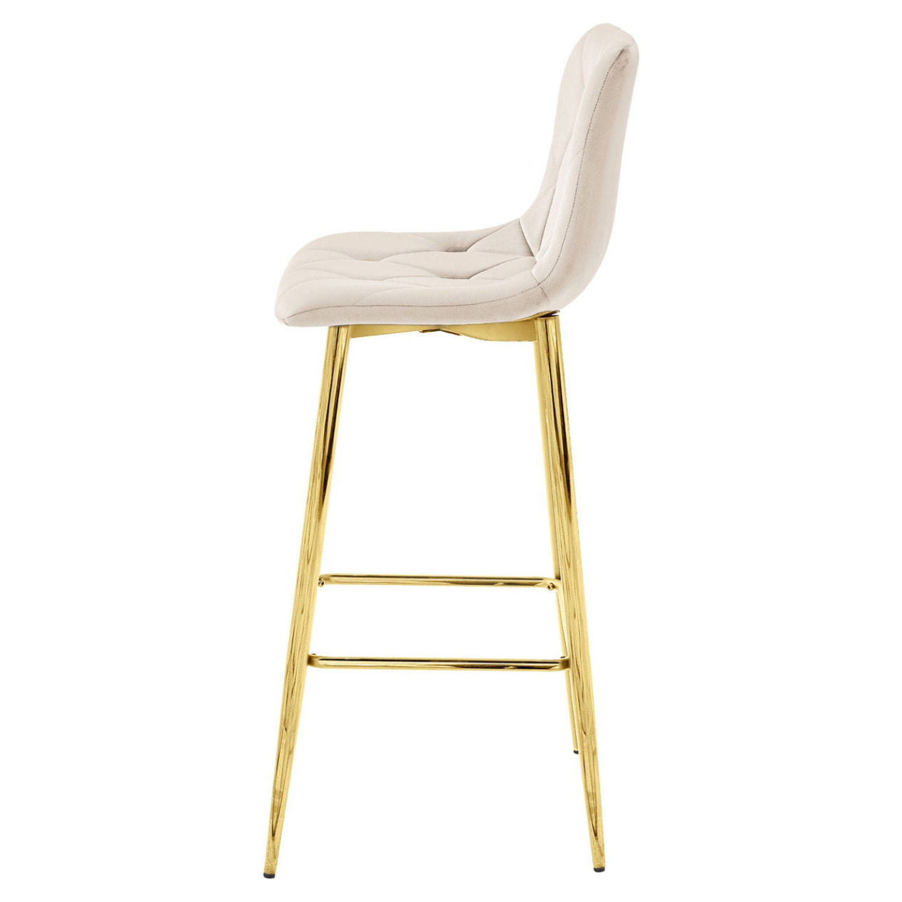 Sgabello da bar NADO in velluto beige e gambe dorate