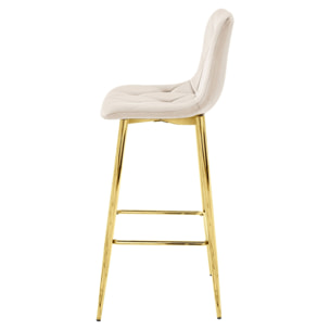 Sgabello da bar NADO in velluto beige e gambe dorate