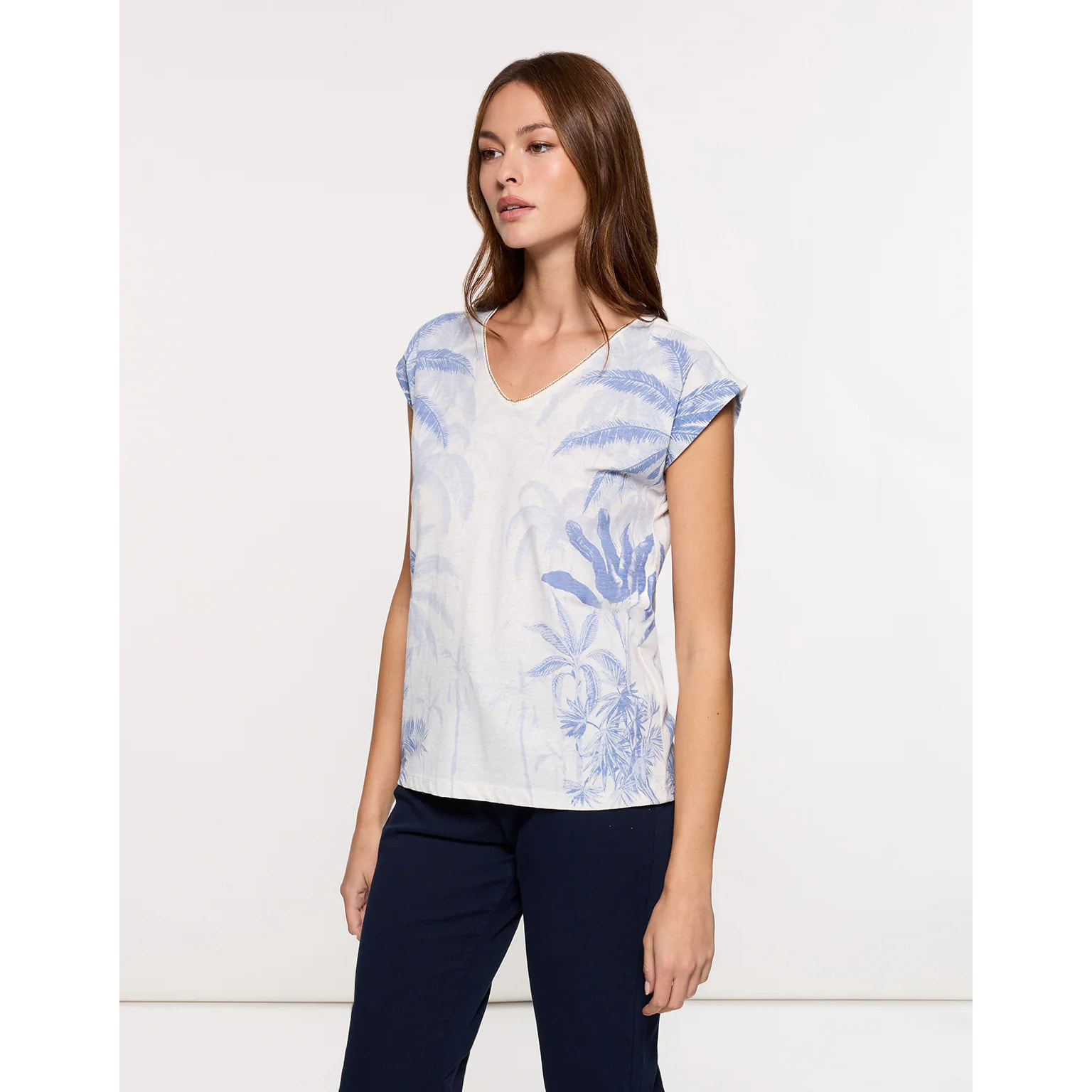 Camiseta Manga Corta Azul - Leaverna