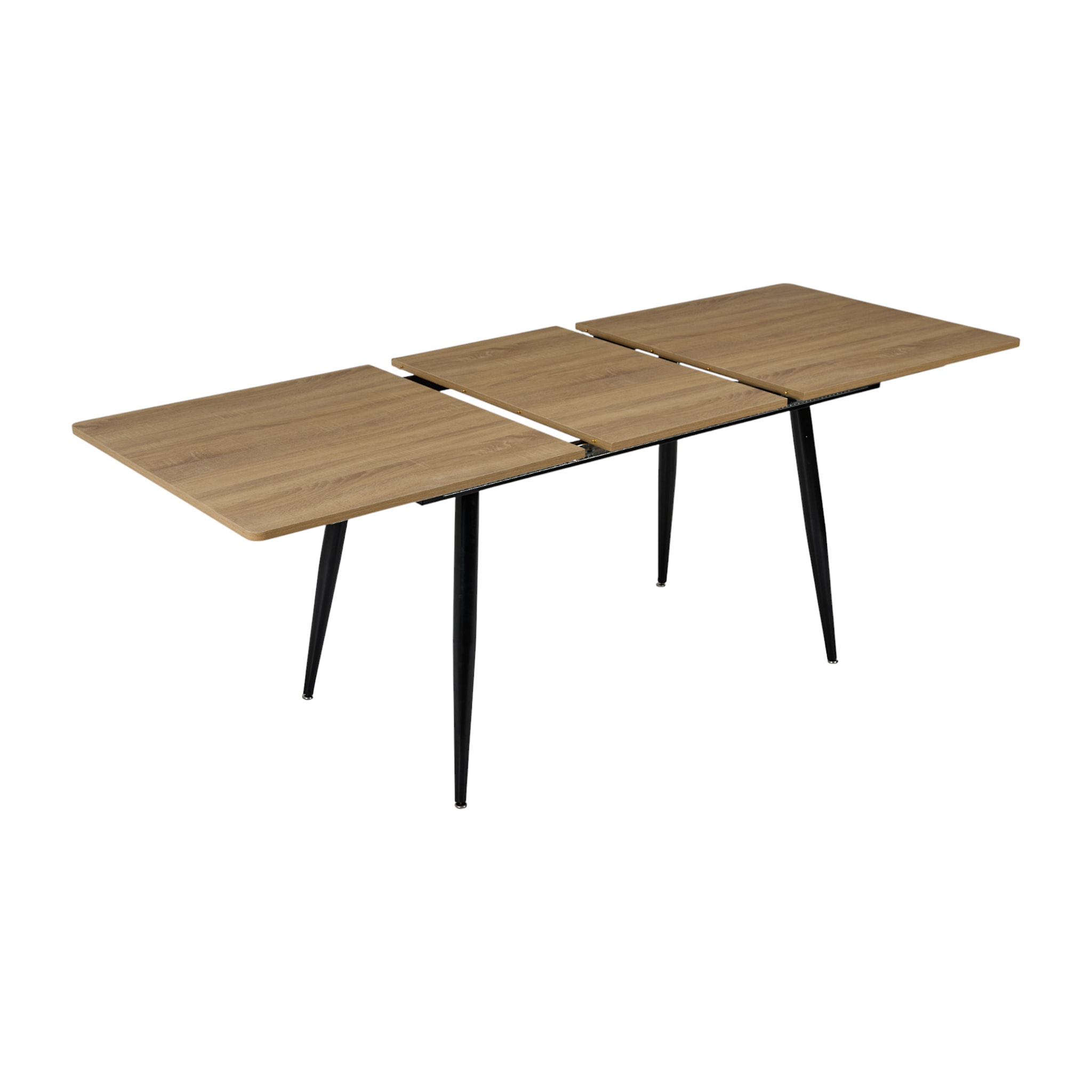 Table Extensible - HOME DECO FACTORY - LOKA - Effet Bois - Pieds Métalliques - Marron et Noir