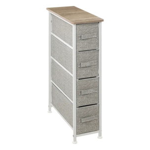 Rangement 4 tiroirs tissu Gris clair