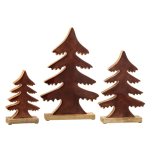J-Line décoration Pin Sur Base Bois - bois - naturel/marron - large