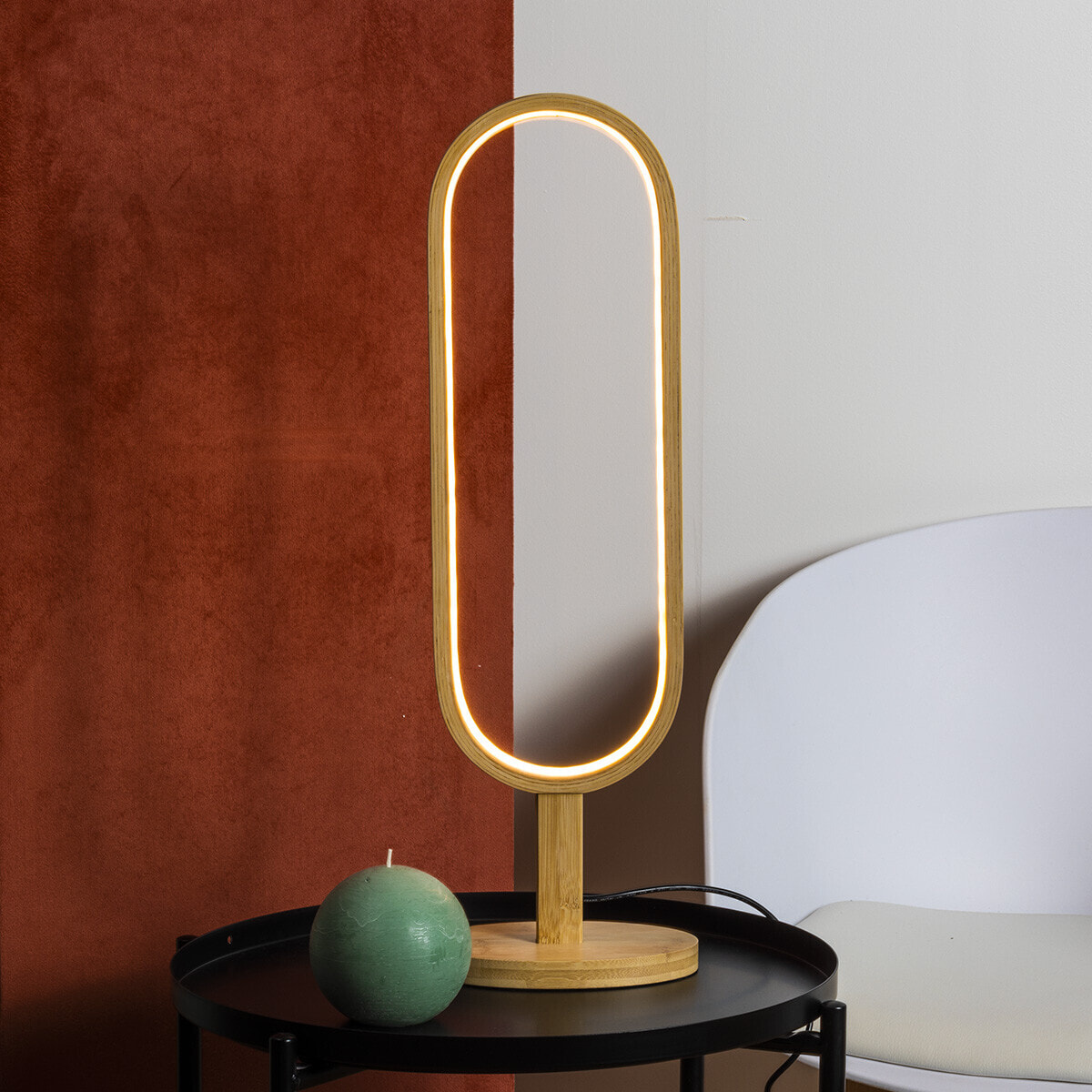 Lampe à poser "Finn" - bois H56 - 5 cm