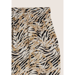 Pantaloni regular fit in viscosa animalier con gamba dritta