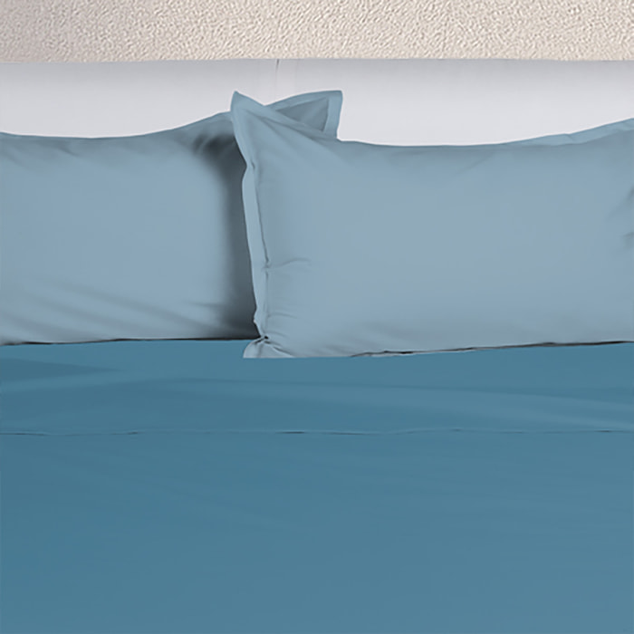 UNO CASA DESIGN Completo Letto Bice 25 Bicolor in Puro Cotone_Matrimoniale_chambray