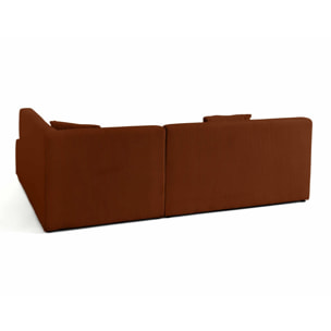 Onyx - canapé modulable d'angle droit - 5 places - en velours côtelé - Terracotta