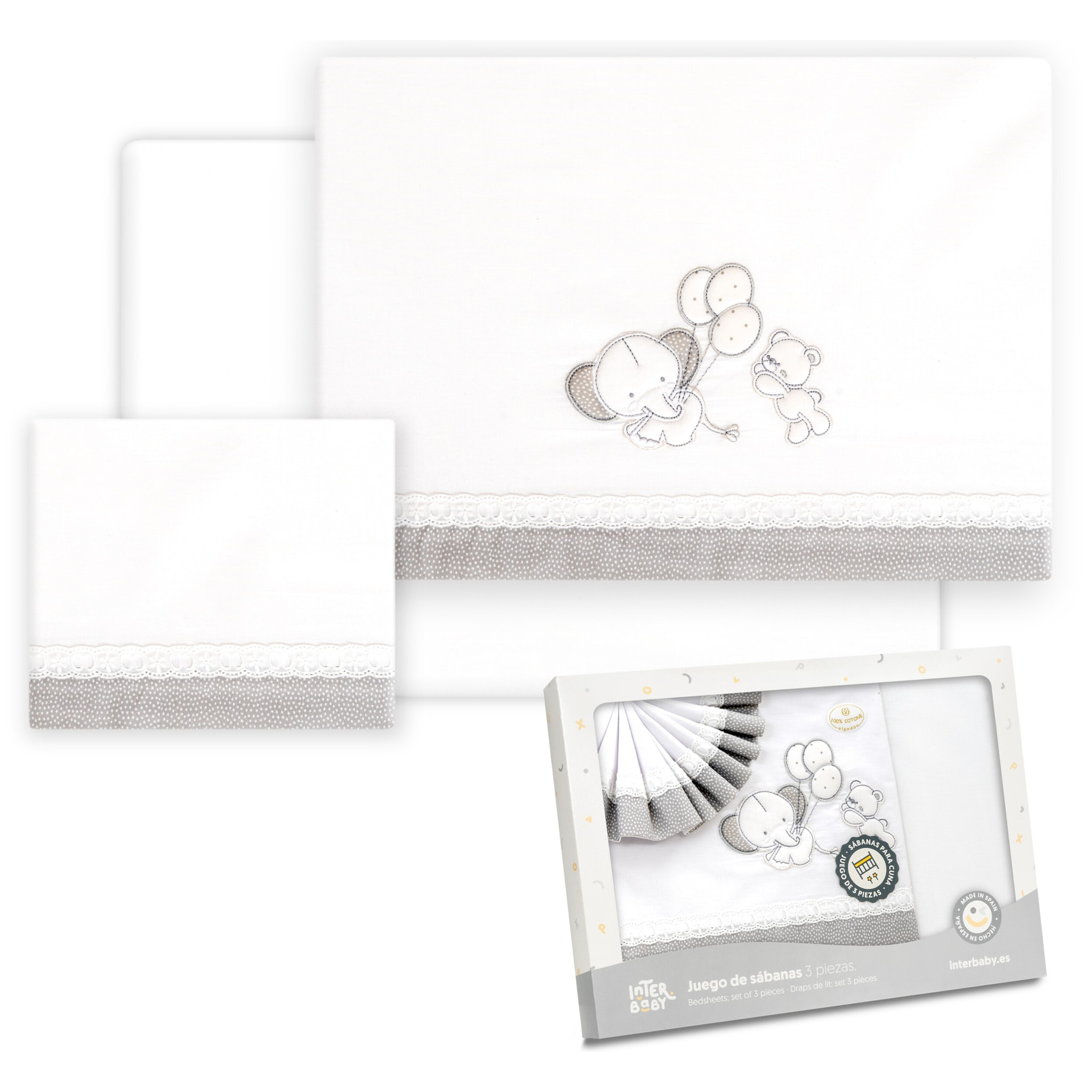 Triptico Coche Oso Elefante Globos Bco/Gris