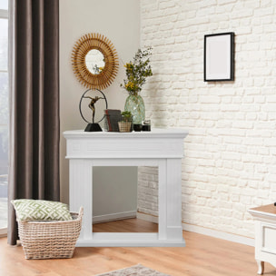 Ford - Cornice per Camino Angolare 110x102x63 cm Rivestimento Decorativo in Legno MDF Bianco