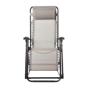 Lot de 2 fauteuils relax en acier - pliant - lin - PALAVAS
