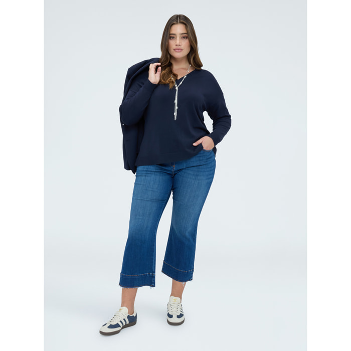 Fiorella Rubino - Jeans Kick Flare lavado azul efecto washed - Azul